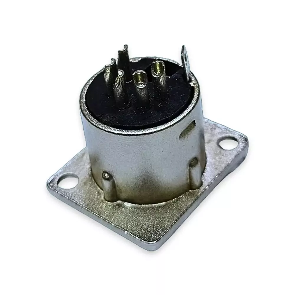 SETMI INDIA XLR Socket Connector Male 5-Pin Nickel-Plated Zinc Alloy, Silver & Black
