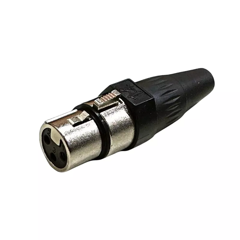 SETMI INDIA XLR Cable Connector Female 3-Pin Nickel-Plated Housing, Silver & Black