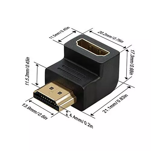 FEDUS HDMI Male to Female Converter L Shape for HDTV, Plasma TV, LED, LCD