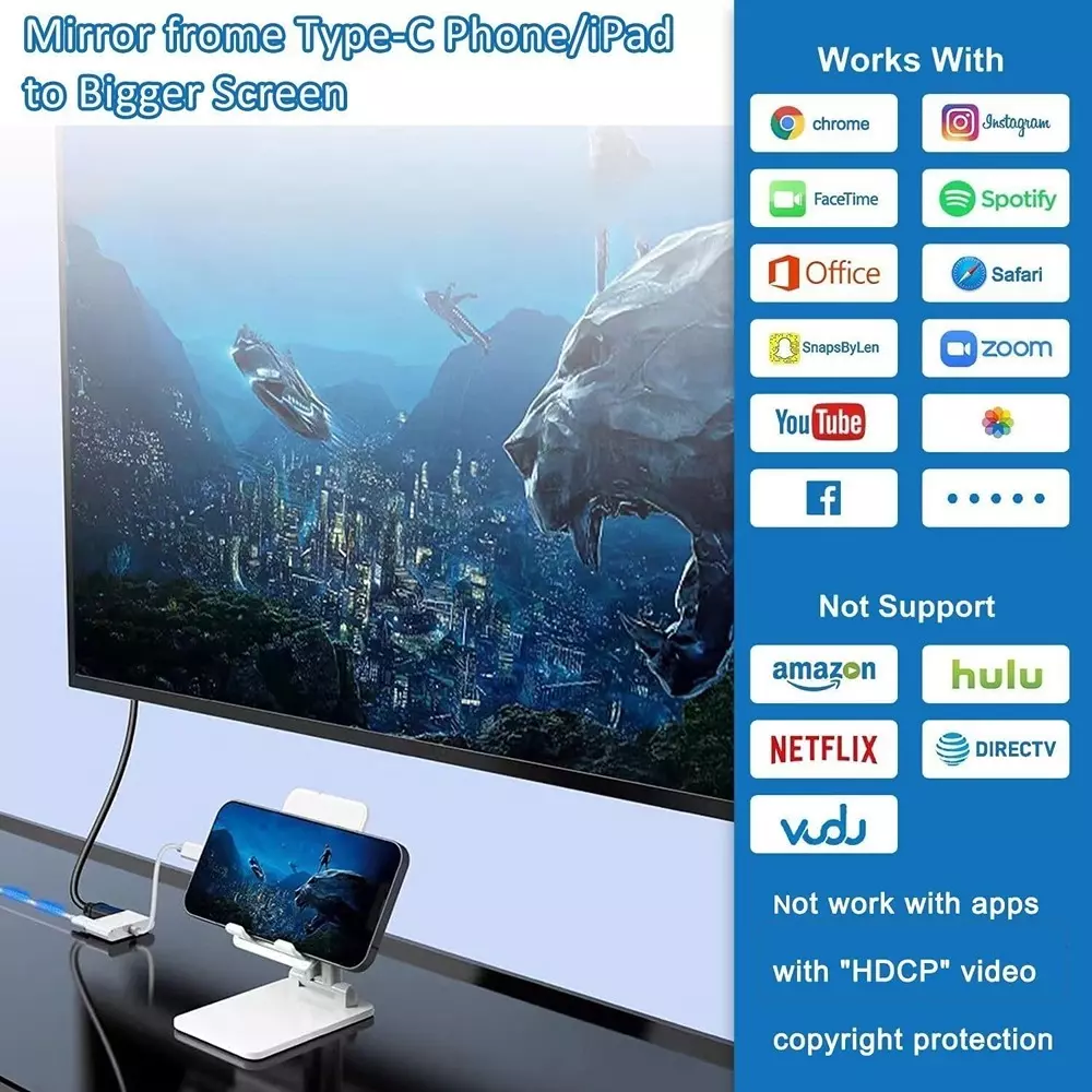LOTA 3-in-1 USB-C to HDMI+USB+Power Adapter Silver & White 4K UHD Support, MST-1350-LT