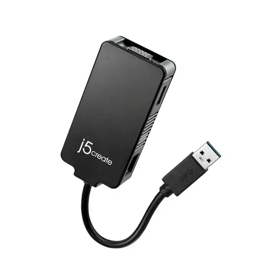 J5Create Efficient USB 3.0 Multi-Adapter with VGA Display & Gigabit Ethernet 500 mA for High-Speed Connectivity, JUA370