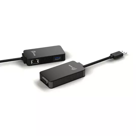 J5Create Efficient USB 3.0 Multi-Adapter with VGA Display & Gigabit Ethernet 500 mA for High-Speed Connectivity, JUA370