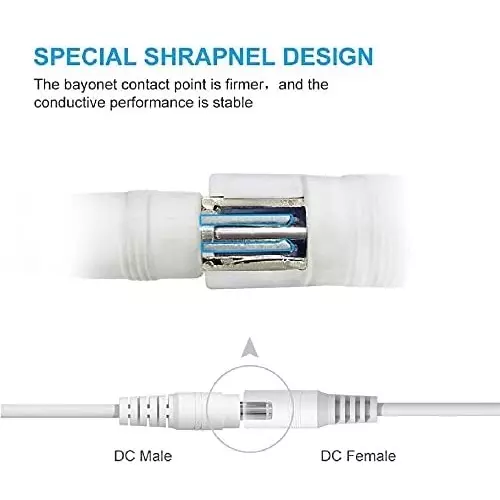 FEDUS Male & Female DC Power Barrel Jack Plug Connector ‎5 Amp White 2.1 mm / 5.5 mm (Pack of 100 Pairs)