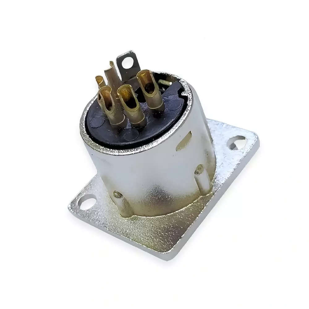 SETMI INDIA XLR Connector Female 5-Pin Chassis Mount with Push-to-Release Secure Lock, Silver & Black