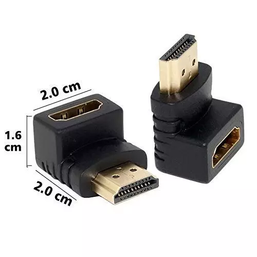 FEDUS HDMI Male to Female Converter Connector L Shape for HDTV, Plasma TV, LED, LCD (Pack of 3 Pcs)