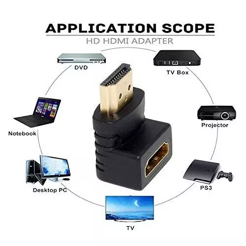 FEDUS HDMI Male to Female Converter Connector L Shape for HDTV, Plasma TV, LED, LCD (Pack of 3 Pcs)