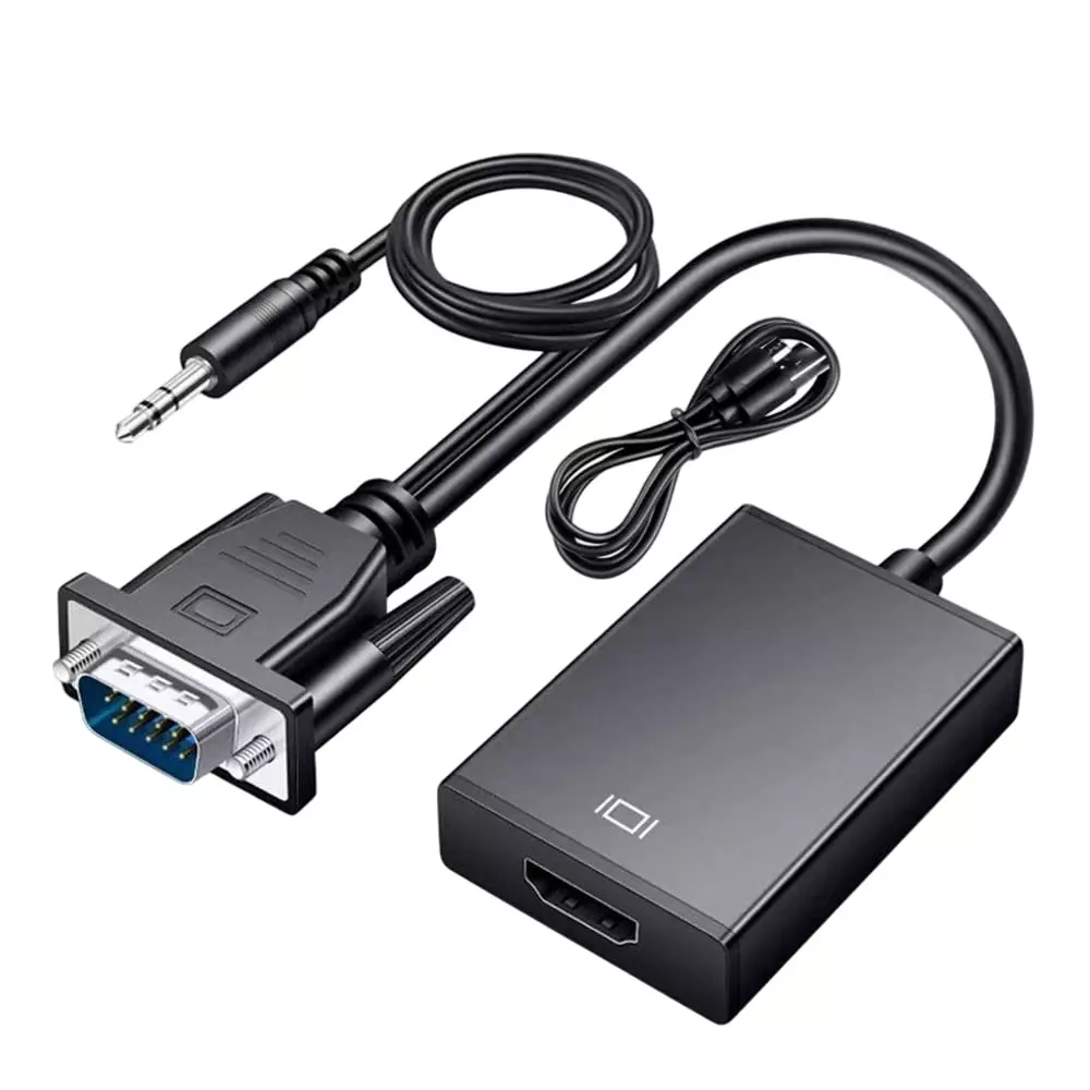 LOTA VGA Male to HDMI Female Adapter with 3.5 mm Audio Cable Supports 1080p Full HD, MST-1691-LT