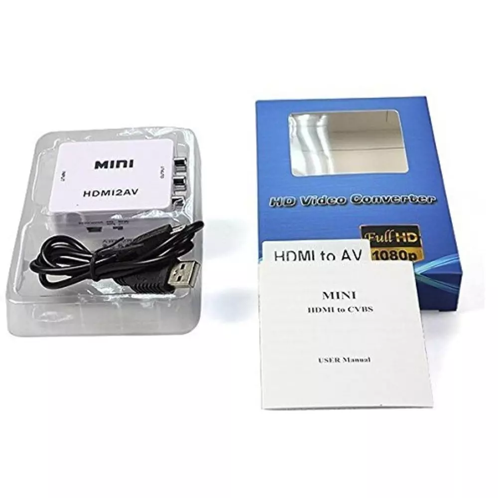 LOTA HDMI to RCA Adapter White with Audio Supports 1080p Full HD Plug & Play, MST-824-LT