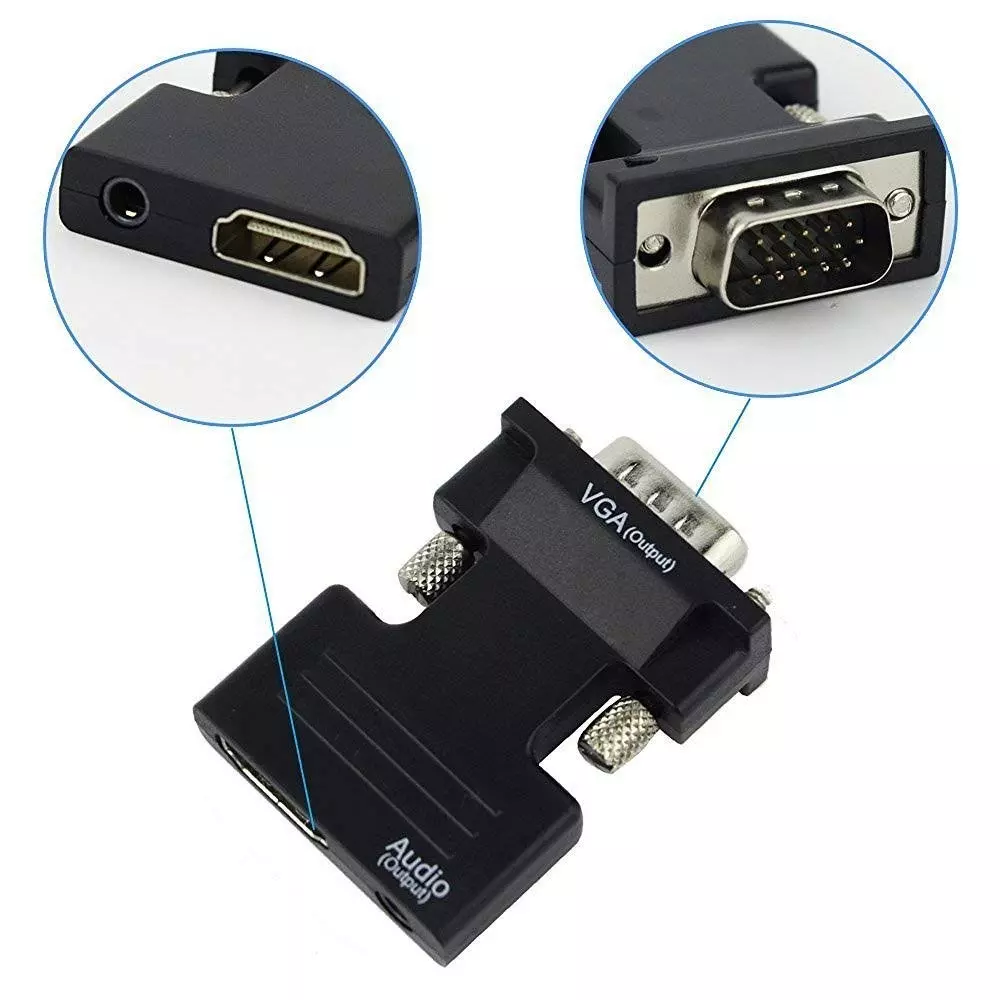 LOTA HDMI Female to VGA Male Converter Adapter Black  with 3.5 mm Stereo Audio Cable, MST-878-LT
