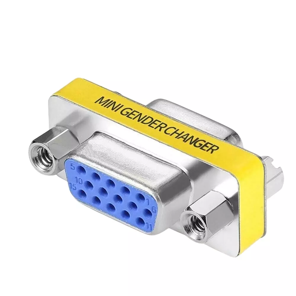 LOTA VGA Female to Female Mini Gender Changer Silver & Yellow for Signal Extension, MST-177-LT