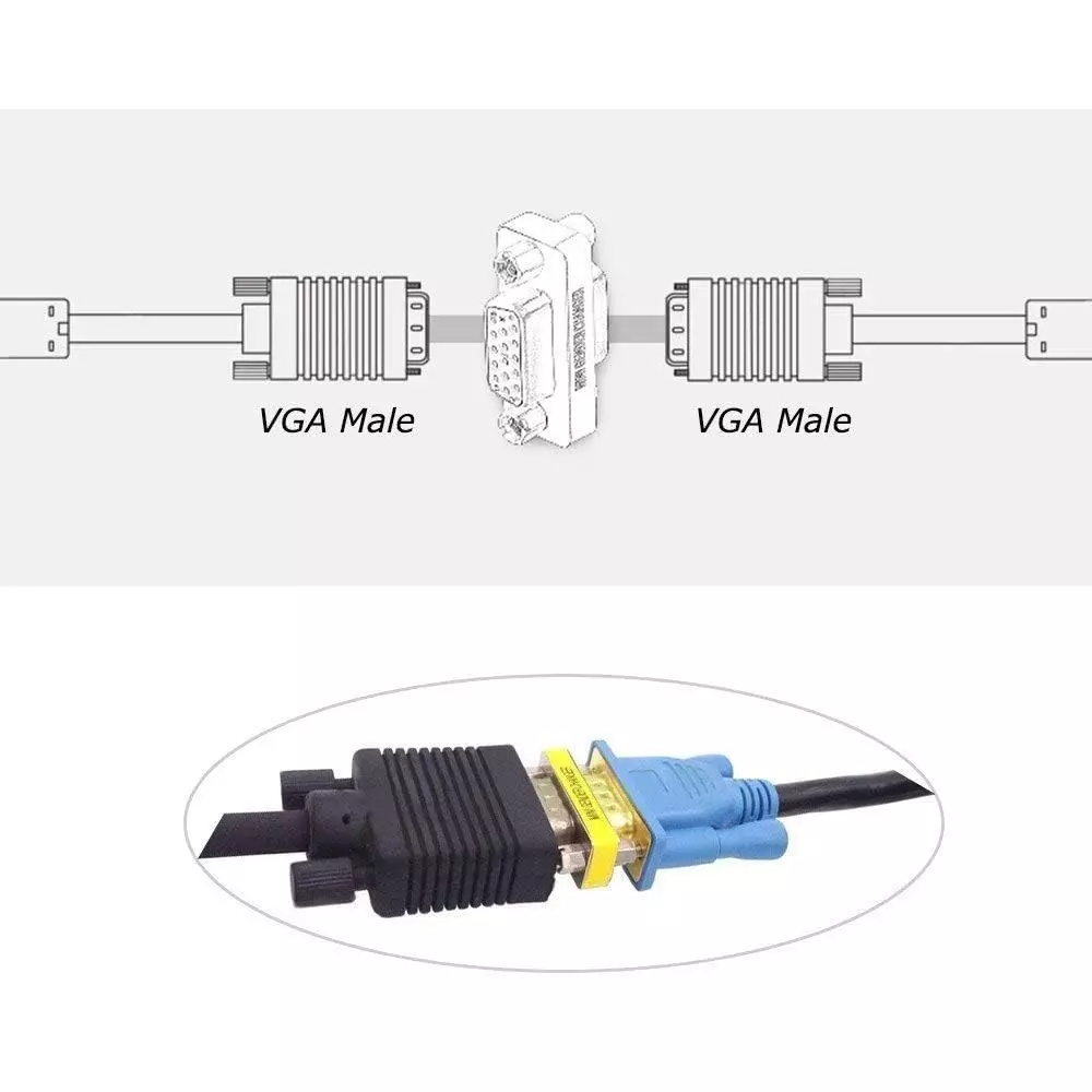 LOTA VGA Female to Female Mini Gender Changer Silver & Yellow for Signal Extension, MST-177-LT