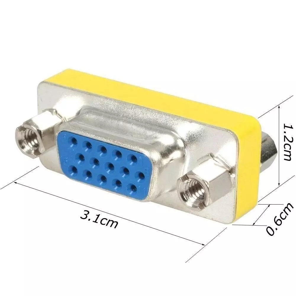 LOTA VGA Female to Female Mini Gender Changer Silver & Yellow for Signal Extension, MST-177-LT