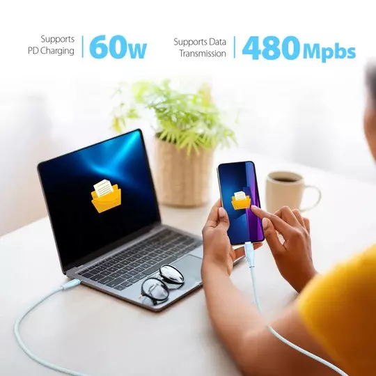 J5Create Premium Ultra Soft USB-C Cable with 60 W Fast Charging & High Durability Braided Design, JUCX18L18