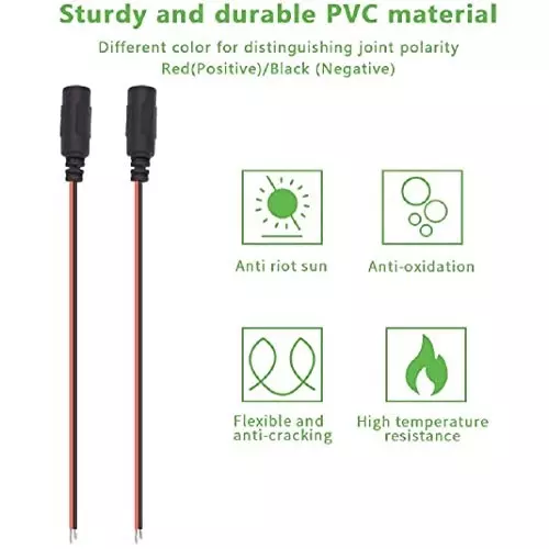 FEDUS Cable Plug Wire 10 x 12 V DC Power Pigtail Female 5.5x2.1 mm for CCTV (Pack of 20)