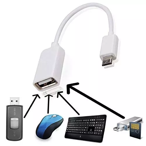 FEDUS OTG Cable Micro USB to USB for Smartphone and Tablet White