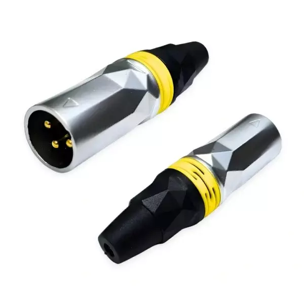 SETMI INDIA XLR Male Cable Plug 3-Pin with Carbon Nickle Diamond-Cut Grip & Gold-Plated Pin