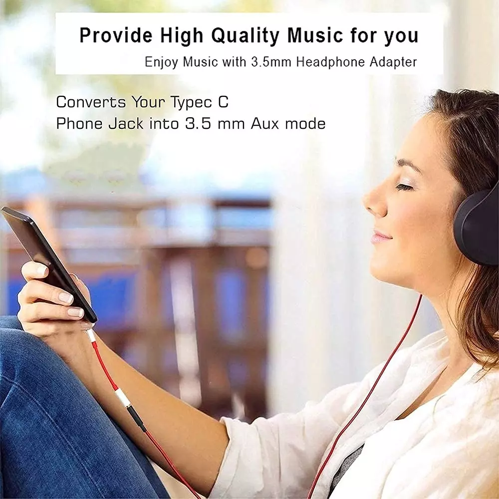 LOTA USB Type-C to 3.5 mm Audio Jack Adapter with Noise-Cancelling Headphones Support & Hi-Fi Stereo DAC Audio Connector, MST-1374-LT