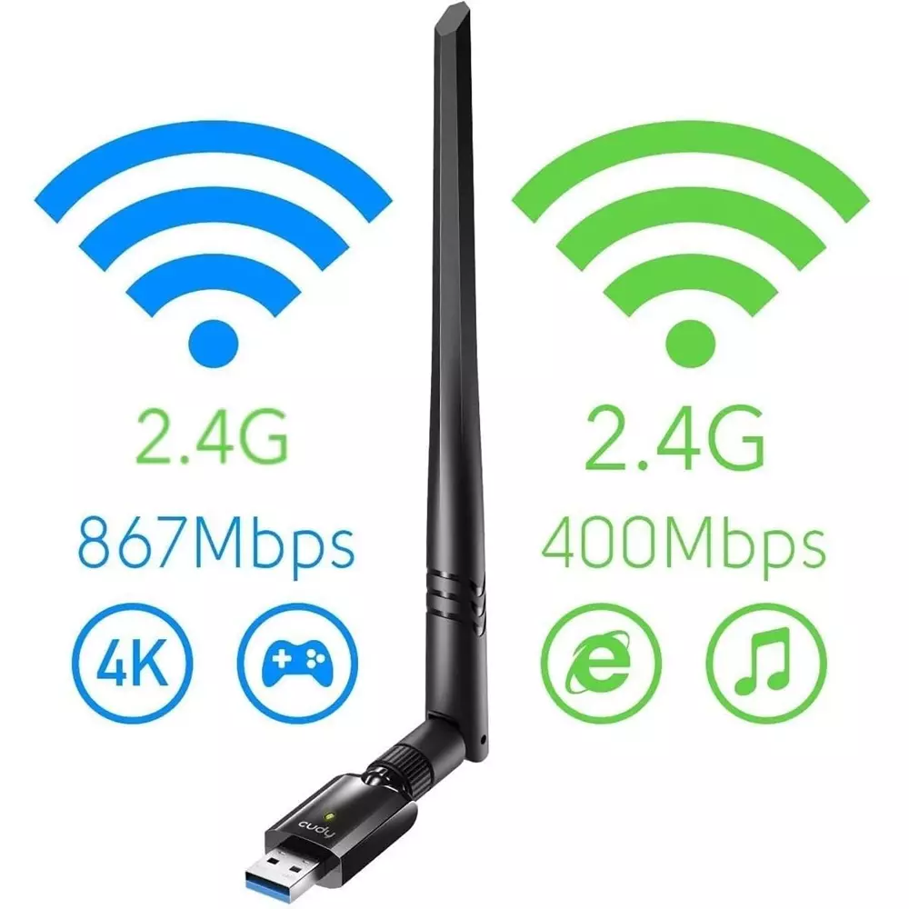 LOTA Wi-Fi & LAN Network Card Adapter High-Speed with Antenna Black, MST-766-LT