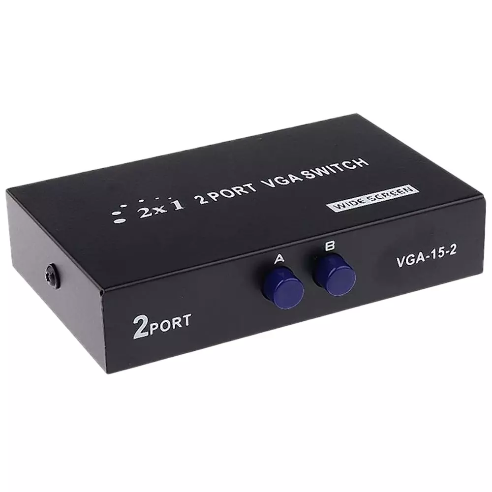LOTA VGA Switch Box 2 Port with Press Button Black Supports 1080p Full HD, MST-759-LT