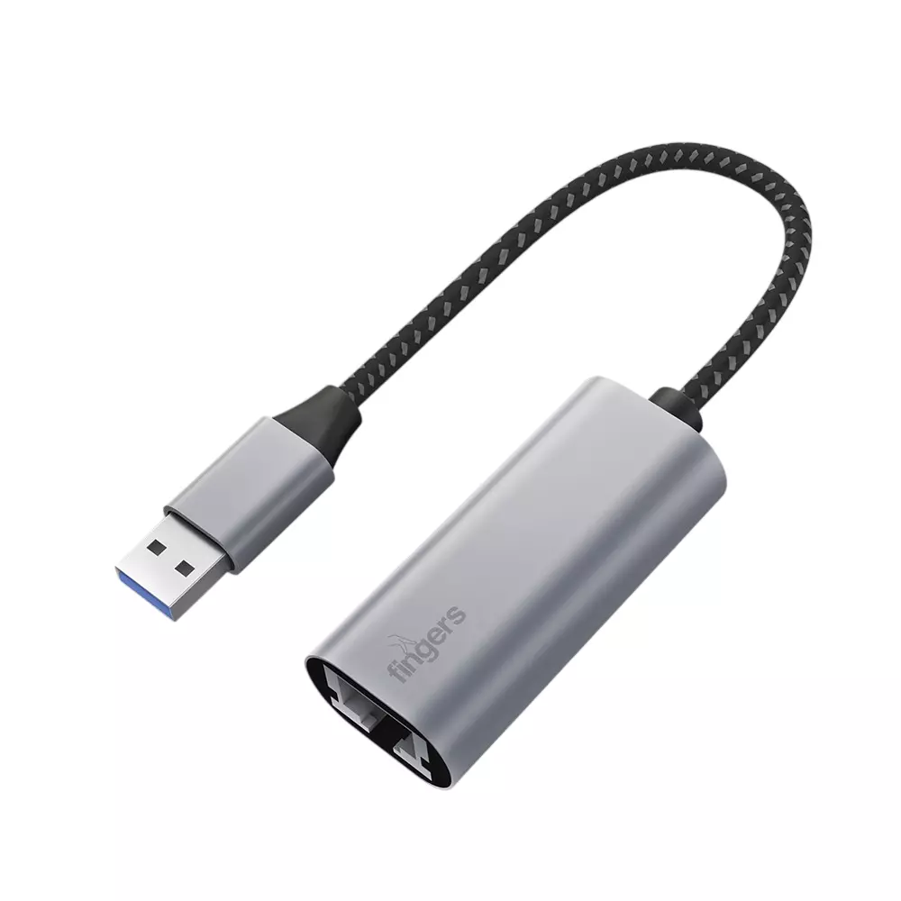 FINGERS USB To LAN Ethernet Network Adapter USB Interface 1000 Mbps Transfer Speed Space Grey Color, GigaNet