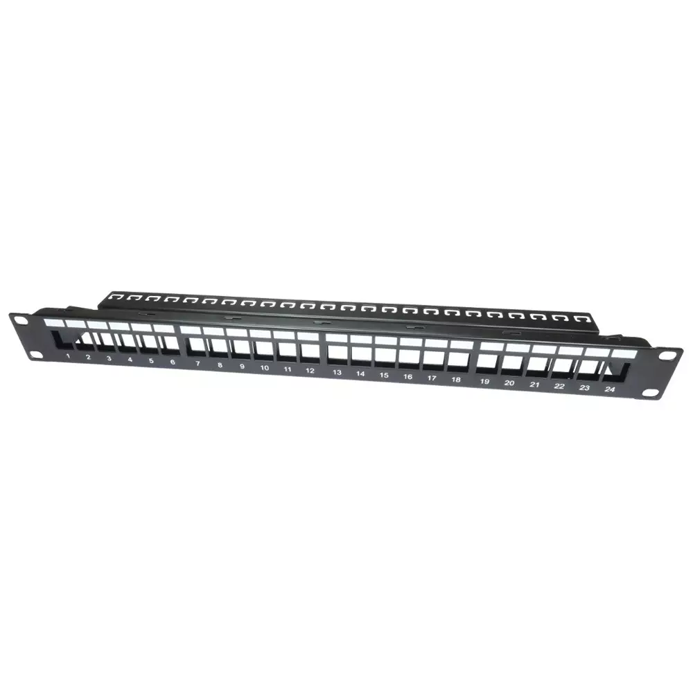RS PRO RJ Patch Panel RJ45 STP Black 24 Port, 143831