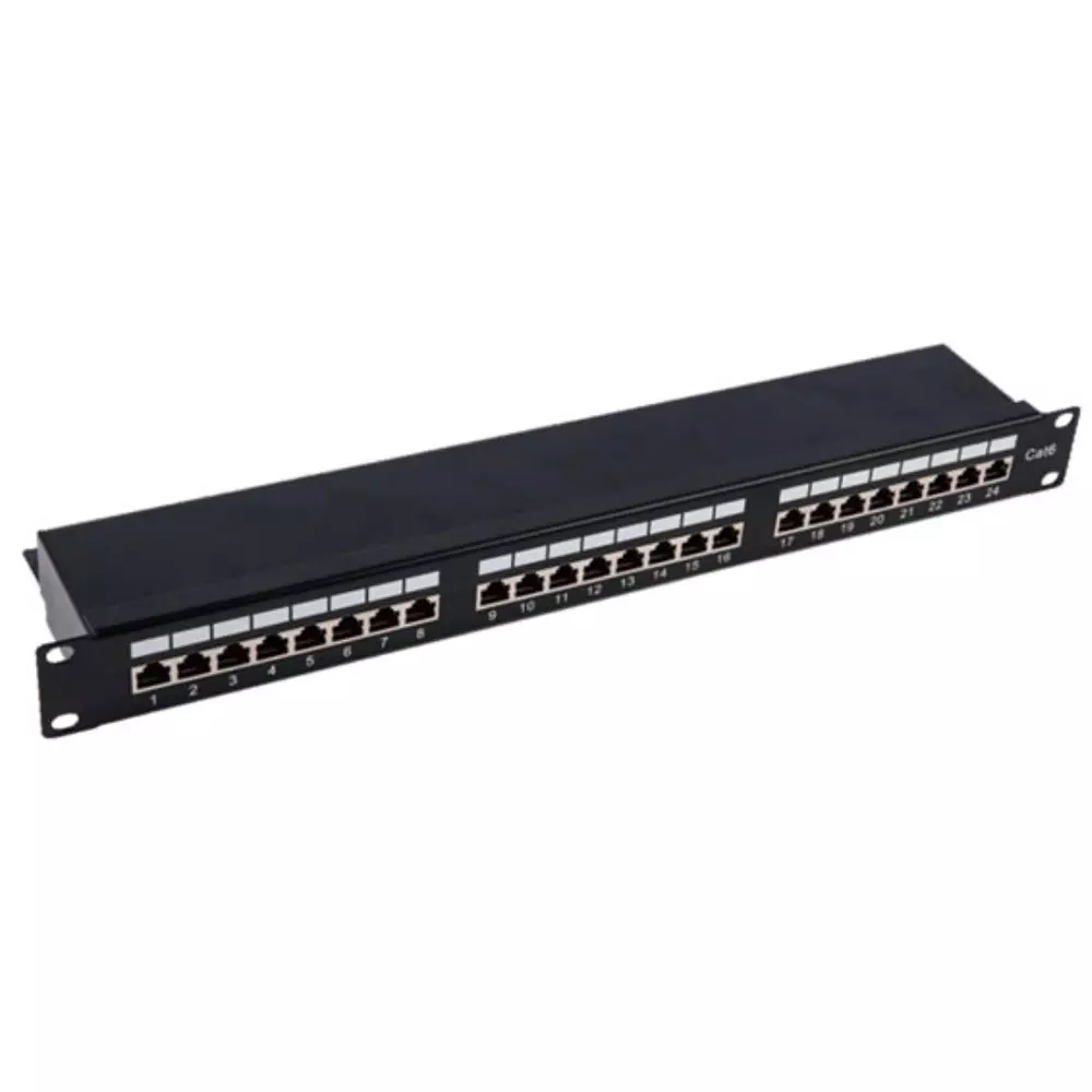 RS PRO RJ Patch Panel RJ45 UTP Black Cat5e 24 Port 1U, 143834