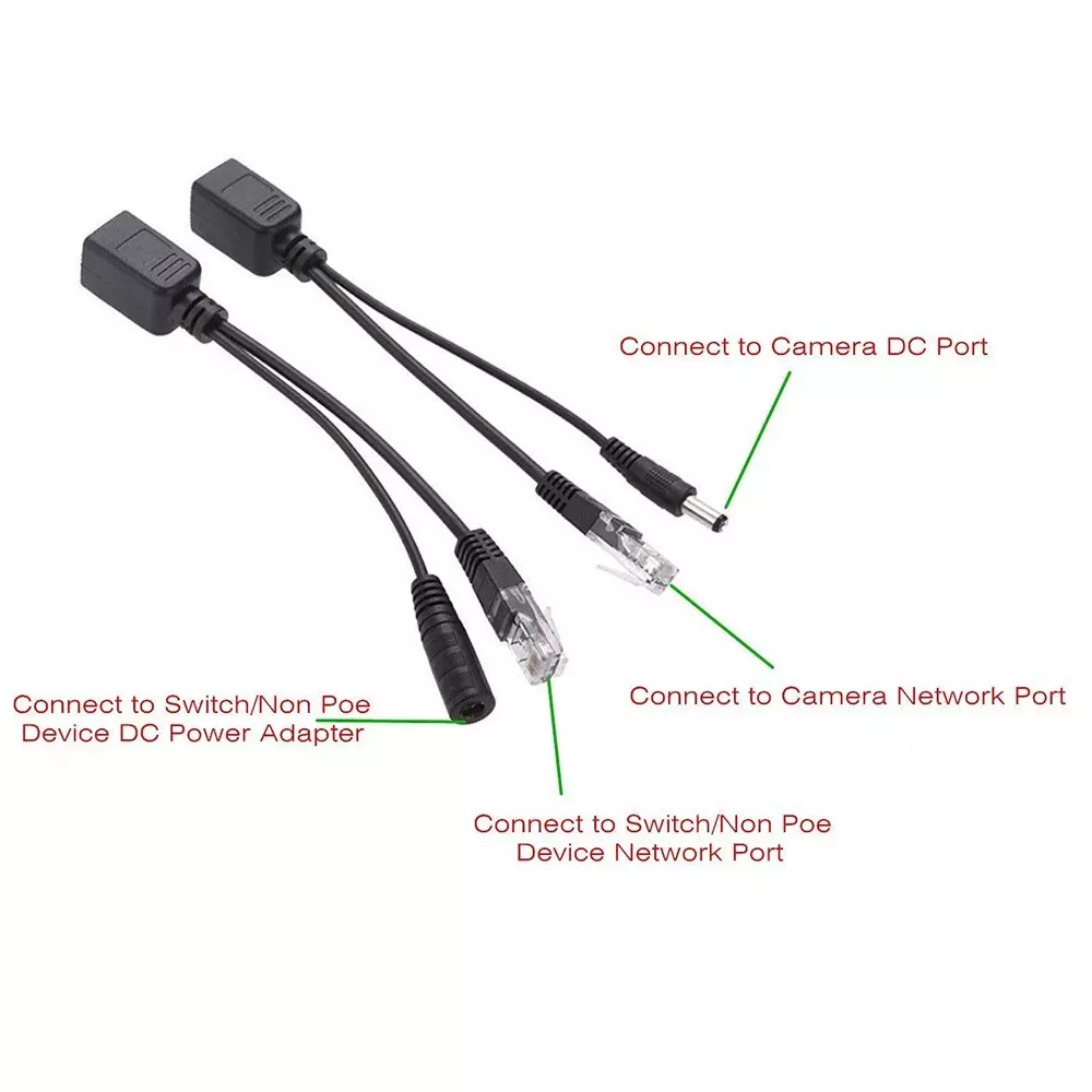 amicivision Passive PoE Injector and Splitter Kit 30-40 m Working Range, POE-CONCT (Pack of 2 Pair)