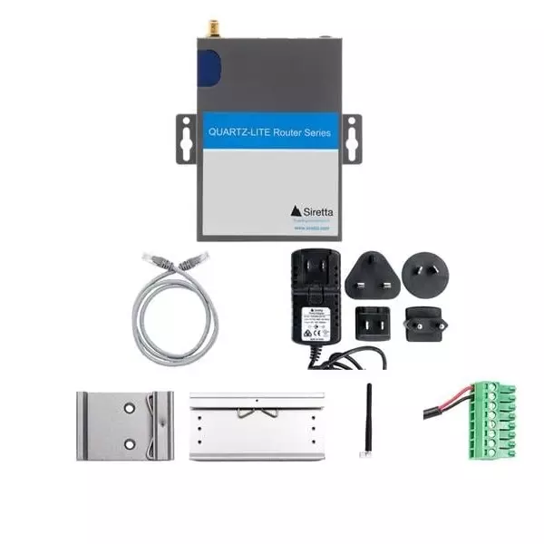 SIRETTA Router LAN, RS-232, RS-485 Interface, QUARTZ-LITE-DUAL-12-LTE(EU)W/ACCESSORIES