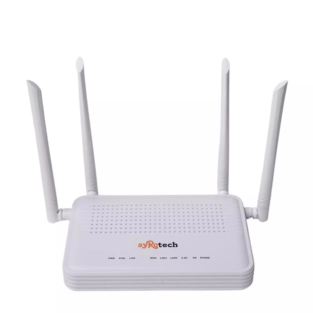 Syrotech Dual Band XPON ONT with 4 Antenna Fiber Broadband & Voice Wireless Router, SY-GPON-1110-WDAONT