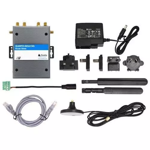 SIRETTA Industrial Router Ethernet Interface, QUARTZ-GOLD-21-5G (GL) + ACCESSORIES