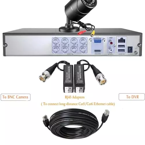 PremiumAV 8MP 4K Passive HD BNC Video Balun Transceiver RJ45 Converter for CCTV & Cameras