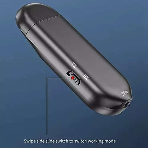amiciSmart Bluetooth 5.0 Transmitter & Receiver AUX Wireless Dongle with LCD Display & Mic for Car, Smartphone & Laptop, 1xBLUETOOTH-DIS