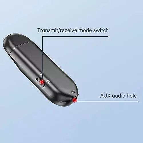 amiciSmart Bluetooth 5.0 Transmitter & Receiver AUX Wireless Dongle with LCD Display & Mic for Car, Smartphone & Laptop, 1xBLUETOOTH-DIS