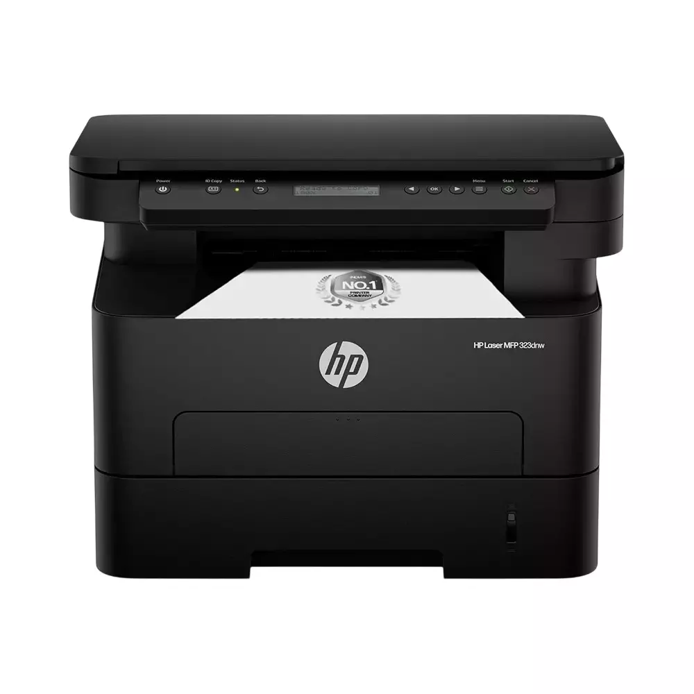 HP Multifunction Laser Printer Wi-Fi Connectivity Monochrome Output Type 30 PPM Print Speed Auto-Duplex Mode Print, Scan, Copy Function Black Ink Color, 323dnw