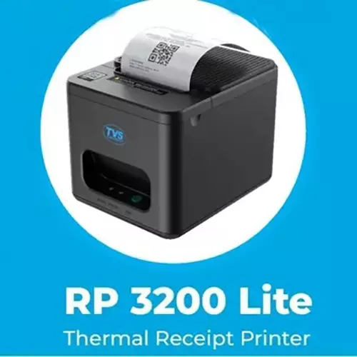 TVS Thermal Receipt Printer USB + RJ11 72 mm (3 inch) 20 DPI (8 dots/mm) and Up to 200 mm/Sec. (Max) Speed Black, RP3200 LITE (USB, LAN