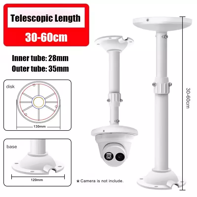 shield-plus-telescopic-bracket-aluminium-alloy-ceiling-mounted-30-60-cm-length-with-round-metal-plate-white-pack-of-5-pcs
