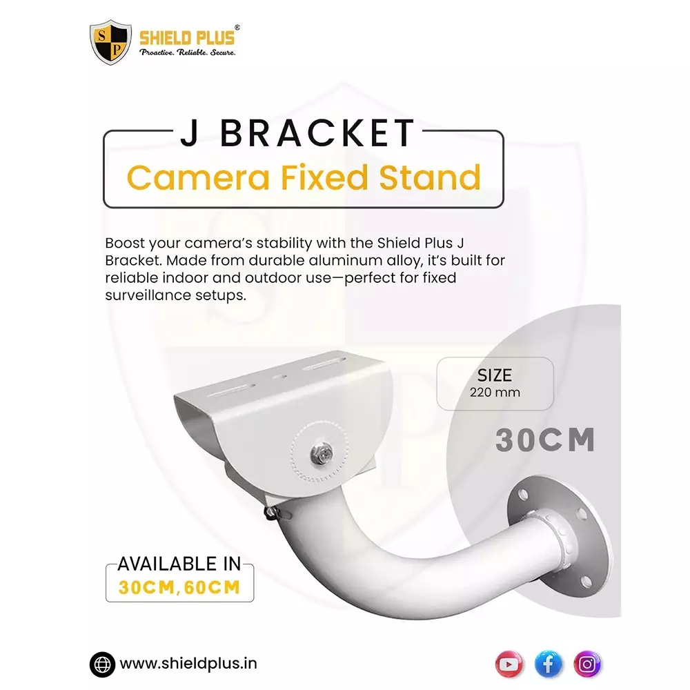 shield-plus-j-bracket-camera-fixed-stand-aluminum-alloy-220-mm-length-white-801-pack-of-50-pcs
