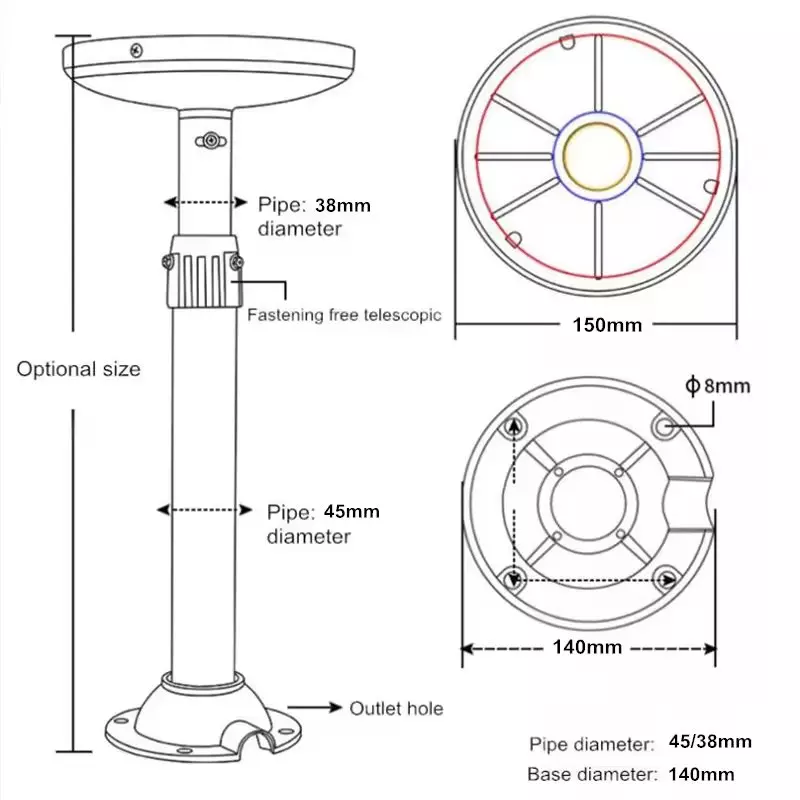 shield-plus-telescopic-bracket-aluminium-alloy-ceiling-mounted-30-60-cm-length-with-round-metal-plate-white-pack-of-30-pcs