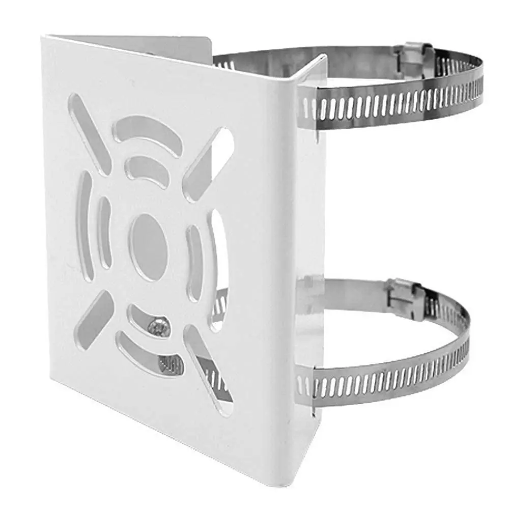 Shield Plus Pole Plate Small Aluminum Alloy 119x112x45 mm Size with 2 Metal Clamps, White (Pack of 100 Pcs)