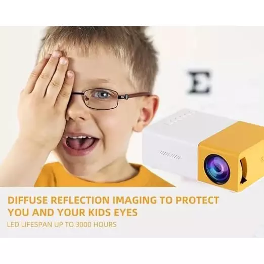 Nutronics Pro Mini LED Projector in Square Shape and Yellow Color with Multiple Interface and Compatible with Smartphone, Laptops