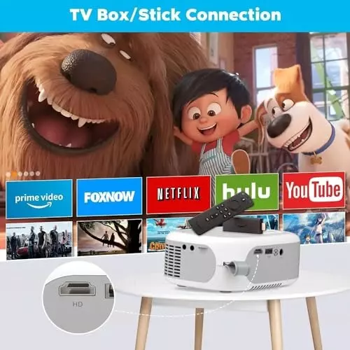 BIGASUO WiFi Projector v5.0 Bluetooth, 1080p, BGP21