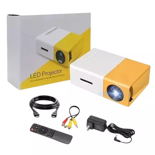 GENERIC Pro Mini LED Projector in Square Shape and Yellow Color with Multiple Interface and Compatible with Smartphone, Laptops