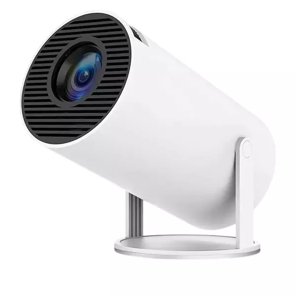 Hartley Mini Projector in Round Shape and White Color with USB Interface and Remote Control, ‎HY-4K 1080P