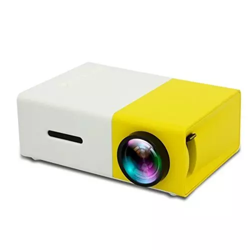 PremiumAV 400LM Portable Mini LED Projector with Remote Supports HDMI, USB, AV, SD Card for Laptop, TV Stick, PS4, Mobile Yellow