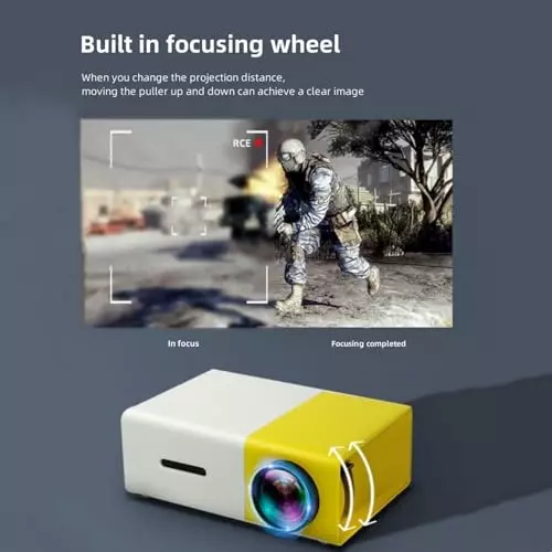 PremiumAV 400LM Portable Mini LED Projector with Remote Supports HDMI, USB, AV, SD Card for Laptop, TV Stick, PS4, Mobile Yellow