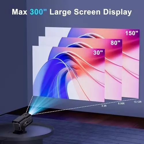 BIGASUO Mini Portable Projector v5.0 Bluetooth, 1080p, BGP27