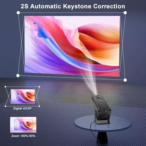 BIGASUO Mini Portable Projector v5.0 Bluetooth, 1080p, BGP27