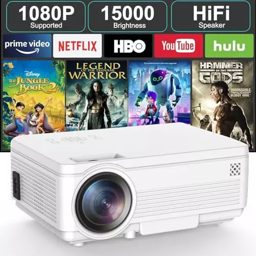 BIGASUO WiFi Projector v5.0 Bluetooth, 1920 x 1080, BGP34