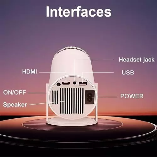 Garzie Global WiFi Projector Full HD 1080p & 4k Support Android 11 AV, HDMI, USB, Audio Output White