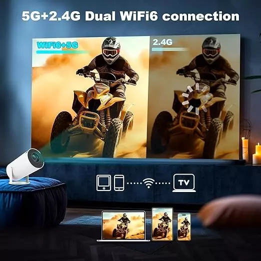 Nutronics Mini Projector in Round Shape and White Color with USB Interface and Remote Control, ‎HY-4K 1080P